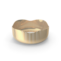 Gold & White Striped Serving Bowl PNG & PSD Images