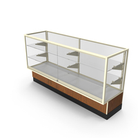 Glass Front Lock Display with Shelves Medium Wood Beige PNG & PSD Images