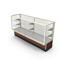 Glass Front Lock Display with Shelves Dark Wood Beige PNG & PSD Images