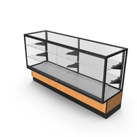 Glass front lock display with shelves 70 Light Wood Black PNG & PSD Images