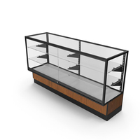 Glass front lock display with shelves 70 Medium Wood Black PNG & PSD Images