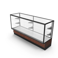 Glass Front Lock Display with Shelves Dark Wood Black PNG & PSD Images