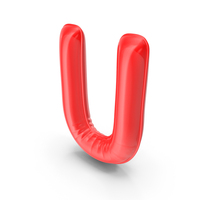 Foil Balloon Letter U Red Model PNG & PSD Images