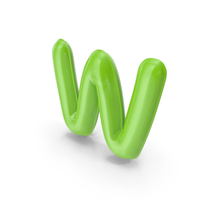Foil Balloon Letter W Green Model PNG & PSD Images