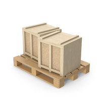 托盘PNG和PSD图像上的木制货物箱