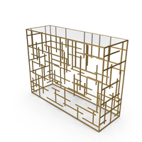 Rectangular Metal & Glass Console Table PNG & PSD Images