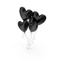 黑色心脏气球PNG和PSD图像
