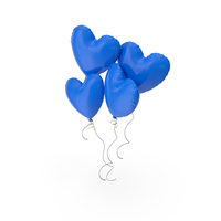 蓝色心脏气球PNG和PSD图像