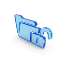 Blue Glass Unlock Secure Folder Symbol PNG & PSD Images