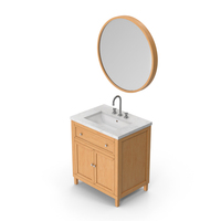Wooden Bathroom Sink With Mirror PNG & PSD Images