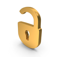 UnLock Icon Gold PNG & PSD Images
