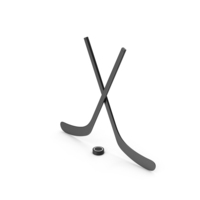 Hockey Stick And Puck Black PNG & PSD Images