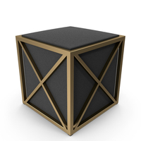 Modern Square Gold And Black Upholstered Foot Stool Ottoman PNG & PSD Images