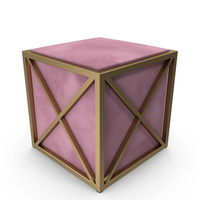 Modern Square Gold And Pink Upholstered Foot Stool Ottoman PNG & PSD Images