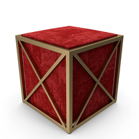 Modern Square Gold And Red Upholstered Foot Stool Ottoman PNG & PSD Images