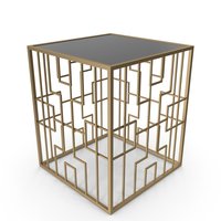 Square Metal & Mirror End Table PNG & PSD Images
