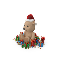 Santa Teddy With Gift Boxes PNG & PSD Images