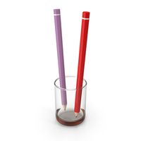 Two Color Pencils In A Glass Container PNG & PSD Images