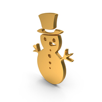 Christmas Snow Man With Hat Icon Gold PNG & PSD Images