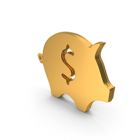 Kiddy Bank Dollar Save Icon Gold PNG & PSD Images