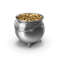 Silver Cauldron With Gold Coins PNG & PSD Images