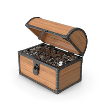 Wooden Chest With Silver Coins PNG & PSD Images