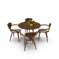 Cherner Table Set With Tulip Flower PNG & PSD Images