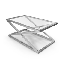 Metal X-Frame Glass Top Coffee Side Table PNG & PSD Images