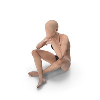 Female Base Body Skin Sitting on Floor PNG & PSD Images