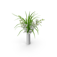 Orchid Flower Dentrobium White Glass Vase PNG & PSD Images