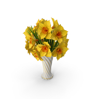 Orange Narcissus Bouquet In Vase PNG & PSD Images