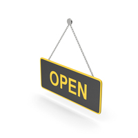 Hanging Open Sign Yellow PNG & PSD Images