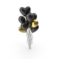 Gold And Black Heart Balloons PNG & PSD Images