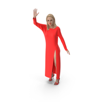 Woman In Red Dress Waving PNG & PSD Images