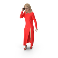 Woman In Red Dress Talking On The Phone PNG & PSD Images