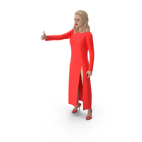 Woman In Red Dress Showing Positive Gesture PNG & PSD Images
