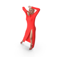 Woman In Red Dress Posing PNG & PSD Images