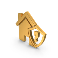 Gold Home Question Mark Symbol PNG & PSD Images