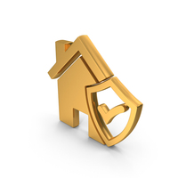 Gold Home Secure Tick Symbol PNG & PSD Images