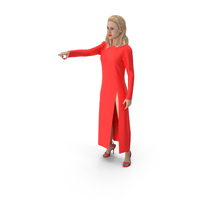 Woman In Red Dress Pointing Finger PNG & PSD Images