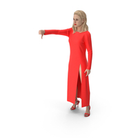Woman In Red Dress Showing Thumbs Down PNG & PSD Images