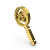Gold Home Search Symbol PNG & PSD Images