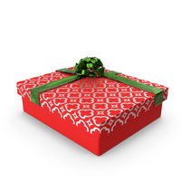 Christmas Red Present With Green Ribbon PNG & PSD Images