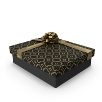Black Present With Gold Ribbon PNG & PSD Images