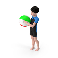Asian Child Boy With Beach Ball PNG & PSD Images