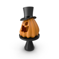 Orange Pumpkin With Black Top Hat PNG & PSD Images