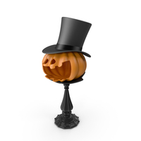 Orange Pumpkin With Black Top Hat PNG & PSD Images