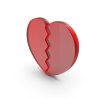 Red Glass Broken Heart Symbol PNG & PSD Images