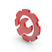 Red Glass Wrench & Gear Symbol PNG & PSD Images