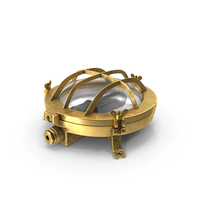 Round Bulkhead Lamp Brass with Clear Glass PNG & PSD Images